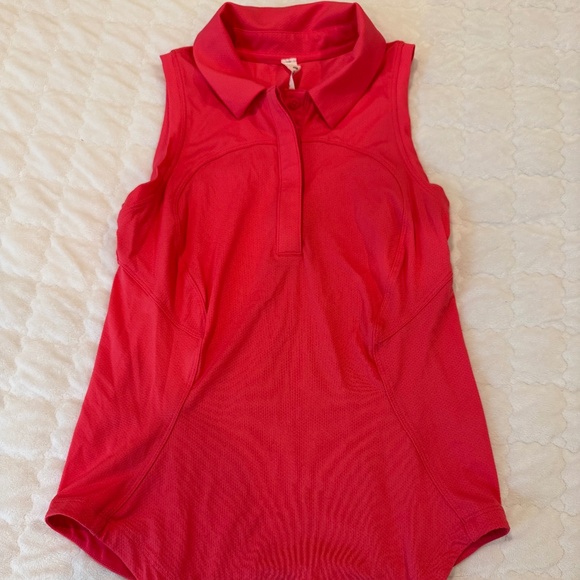 Lululemon Quick-Dry Sleeveless Polo Shirt - Carnation Red - Picture 1 of 3